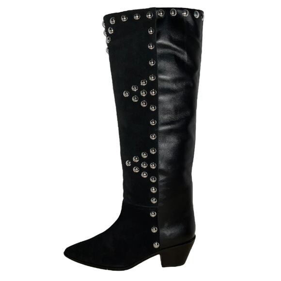 Arezzo Women's Hazel Leather Low Block Pointed Toe Boots Black Black Size 6 - Picture 2 of 6